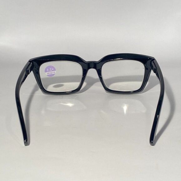 1092 Claudia 2.5 Black Oversize Reading Glasses Readers Square Concave Reader… - Picture 5 of 9